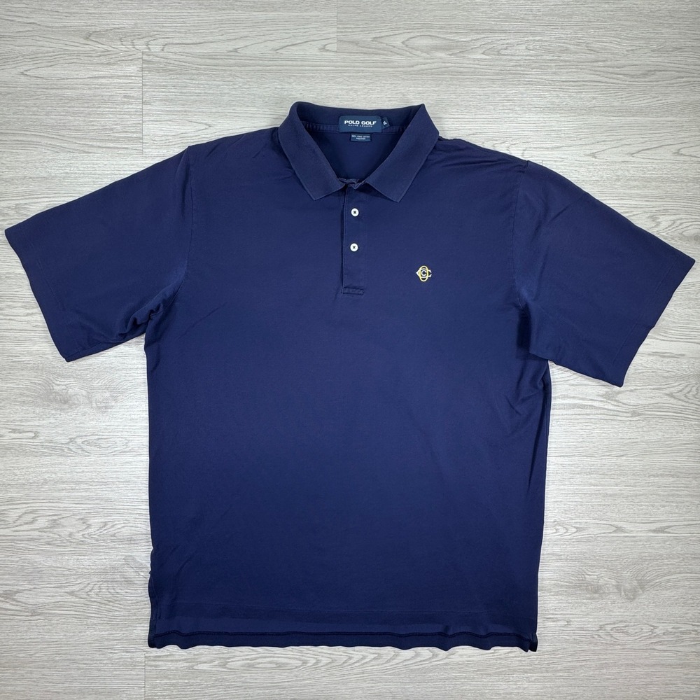 Polo Golf Men's Polo Shirt Ralph Lauren Navy Blue XL‎ Pima Cotton Short Sleeve